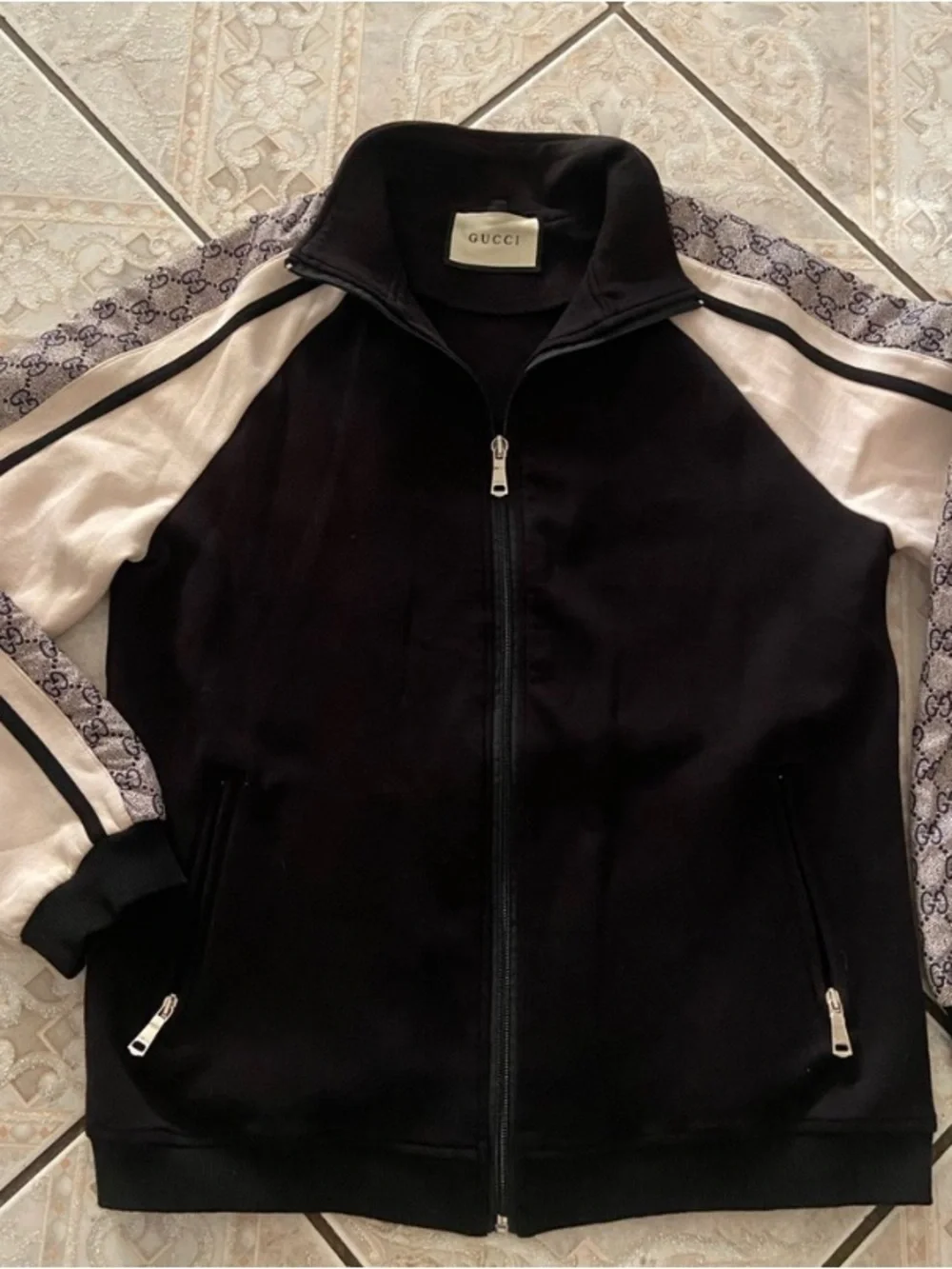 Gucci Black Jacket with Cream Sleeve Panels